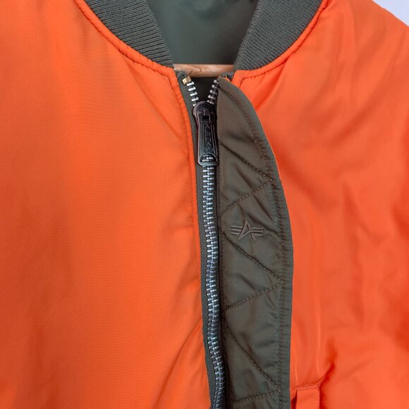 Alpha Industries MA-1 Flight Bomber Jacket - Sage Green/Orange Reversible-Unisex - Picture 5 of 13